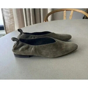 Co Women’s Lace Up Flat Green Suede Size 41 9 9.5 Slip On